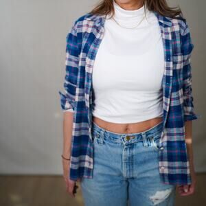 J.Crew Plaid Flannel Button Down – Navy / Teal